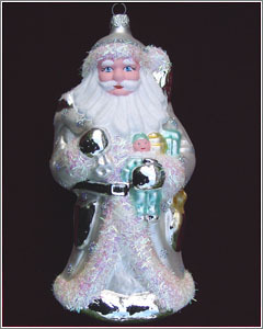 Weihnachtsmann groß - mit Baum und Sack - Silber