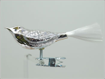 Glasvogel klein silber mit Silberglimmer