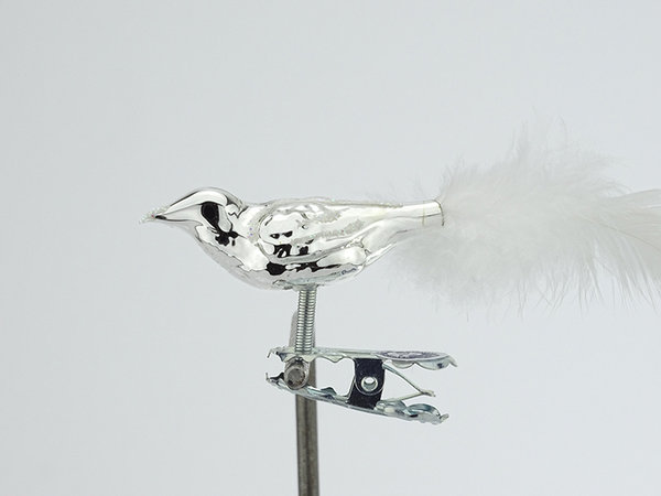 Vogel mini silber glanz mit Silberglimmer