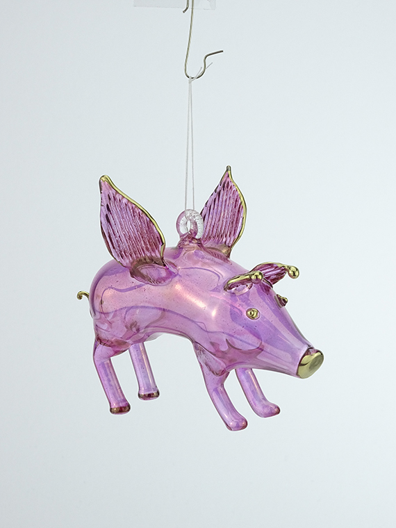Flying Pig / Fliegendes Schwein 10 cm pink, handgearbeitet