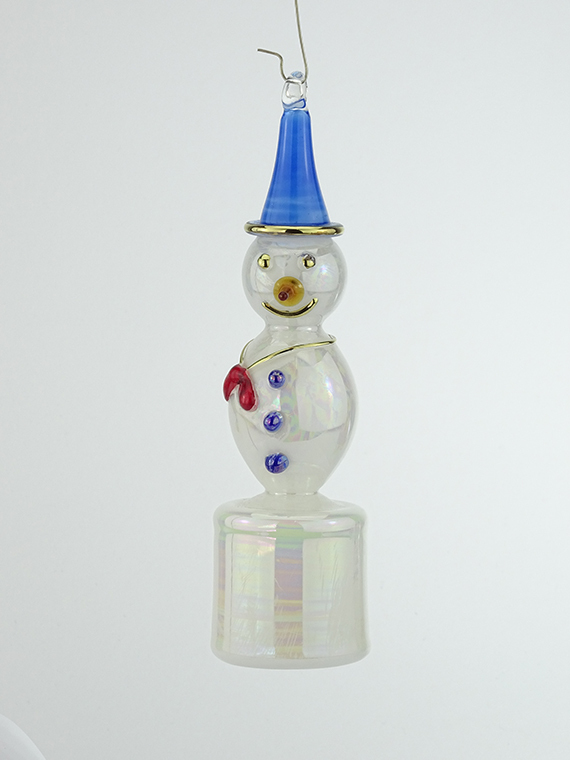Schneemann mit blauem Hut 15 cm