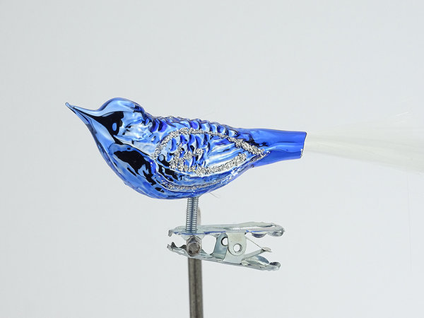 Glasvogel Blau glanz / Silberglimmer mit Glaschwanz